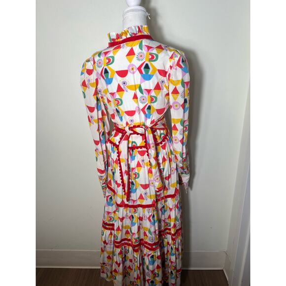 Celia Multicolor Long Sleeve Maxi Dress Sz S - Picture 3 of 4